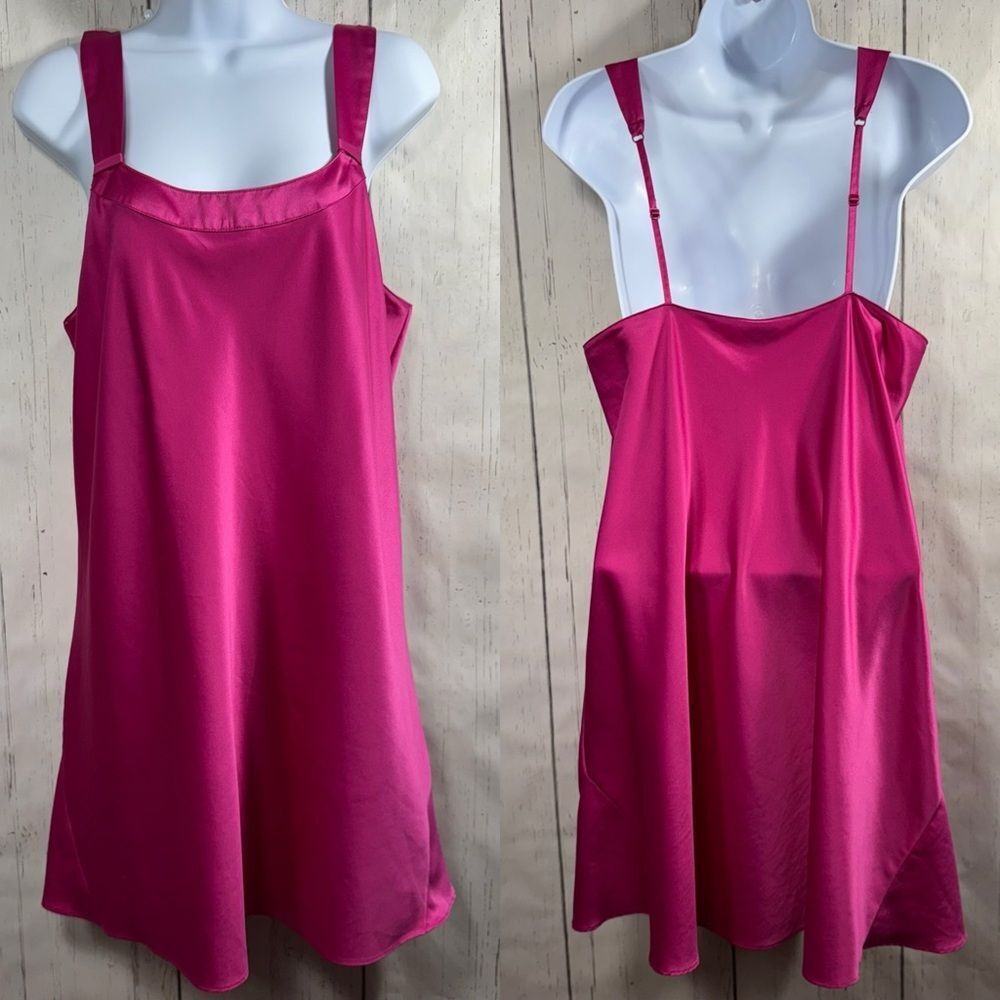 Cabernet Pink Satin Slip Dress Lingerie Adjustable Straps M Coquette Romantic